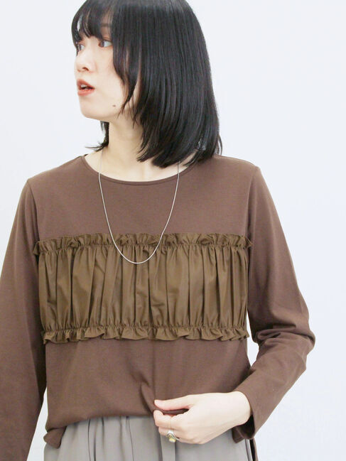 Samansa Mos2 blue「ビスチェドッキングカットソー」|Tシャツ・カットソー|