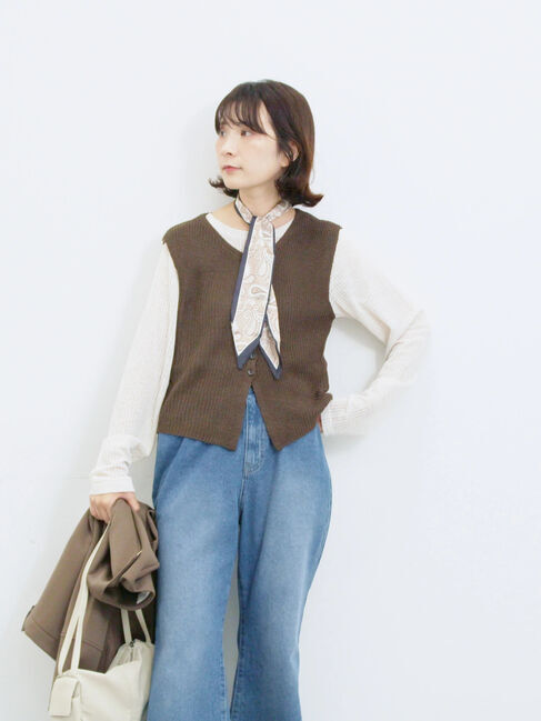 Samansa Mos2 blue「バンダナ付きニットベスト」|ニット・セーター|