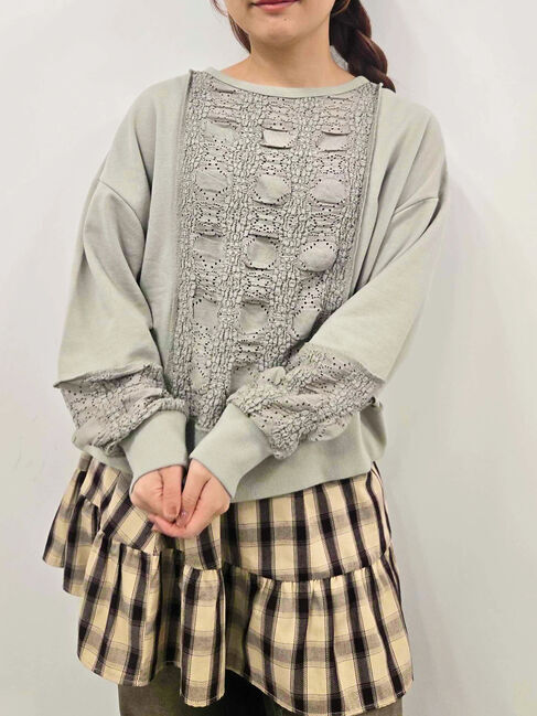 SM2「レース切替裏毛プルオーバー」|Tシャツ・カットソー|グレー