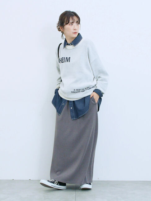 Samansa Mos2 blue「カットリブナロースカート」|スカート|