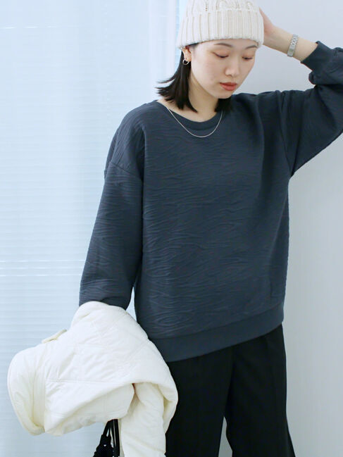 Samansa Mos2 blue「ジャガードダンボールプルオーバー」|Tシャツ・カットソー|