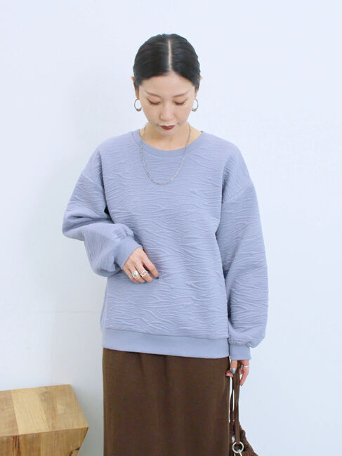 Samansa Mos2 blue「ジャガードダンボールプルオーバー」|Tシャツ・カットソー|