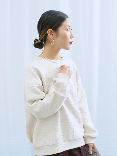 Samansa Mos2 blue「ジャガードダンボールプルオーバー」|Tシャツ・カットソー|