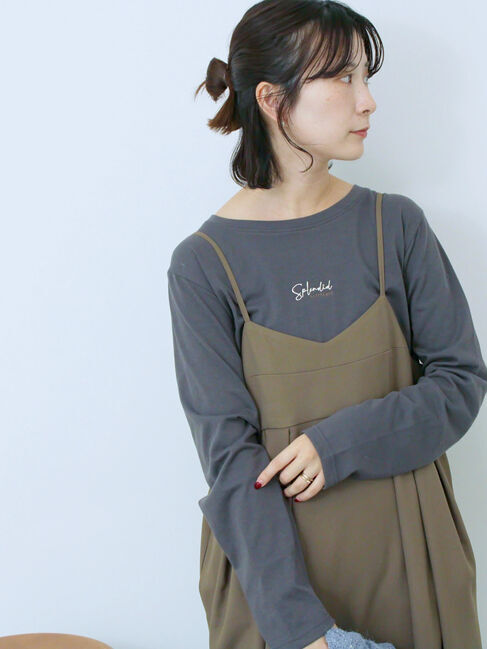 Samansa Mos2 blue「ワンポイント刺繍プルオーバー」|Tシャツ・カットソー|