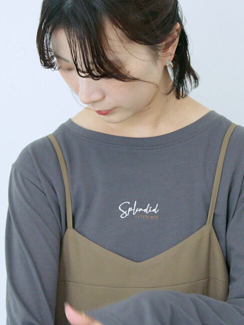 Samansa Mos2 blue「ワンポイント刺繍プルオーバー」|Tシャツ・カットソー|