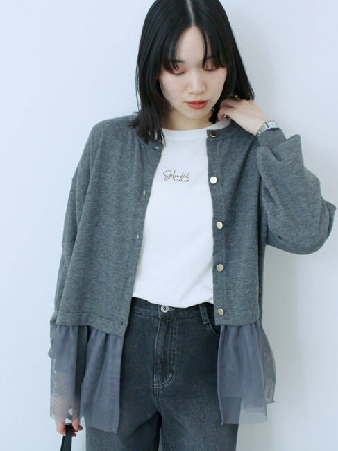 Samansa Mos2 blue「ワンポイント刺繍プルオーバー」|Tシャツ・カットソー|