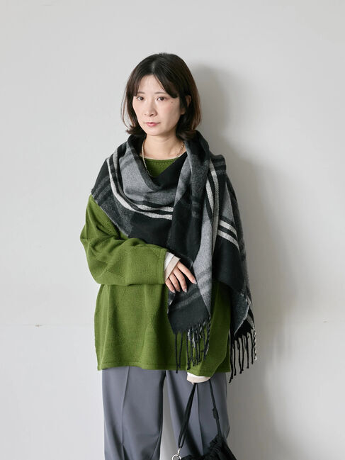 Samansa Mos2 blue「チェックマフラー」|その他|