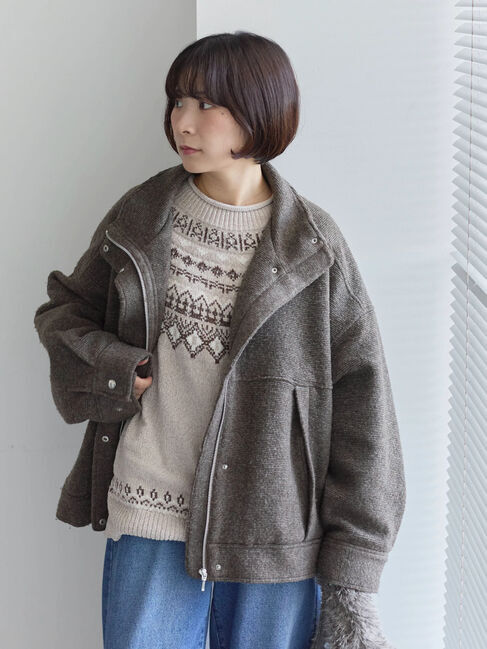 Samansa Mos2 blue「スライバーBIGブルゾン」|その他|