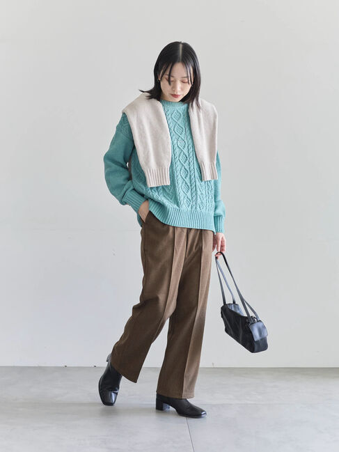 Samansa Mos2 blue「ヘリンボーンストレートパンツ」|その他|