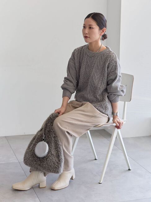 Samansa Mos2 blue「ヘリンボーンストレートパンツ」|その他|