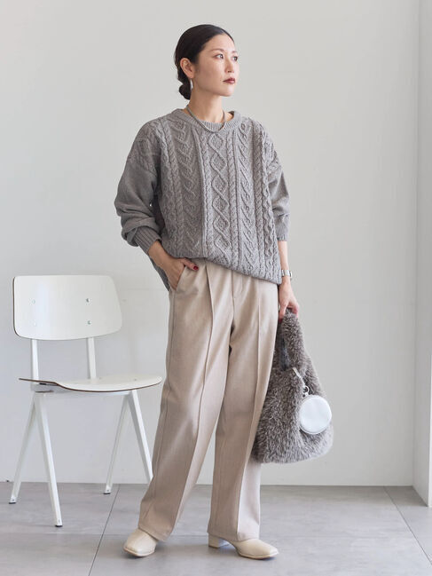 Samansa Mos2 blue「ヘリンボーンストレートパンツ」|その他|