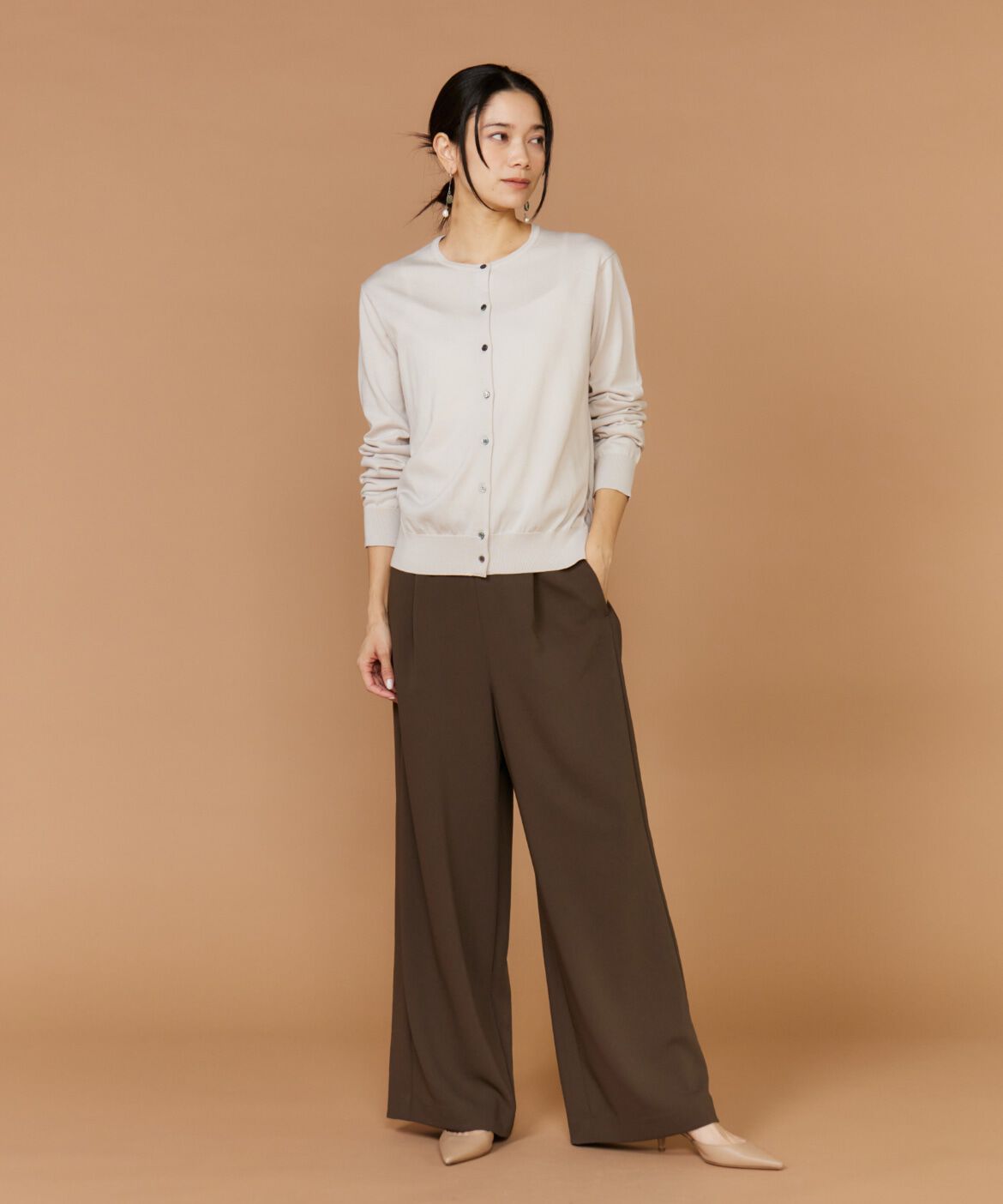 INED「FF30ゲージクルーネックカーディガン　　　」|カーディガン|