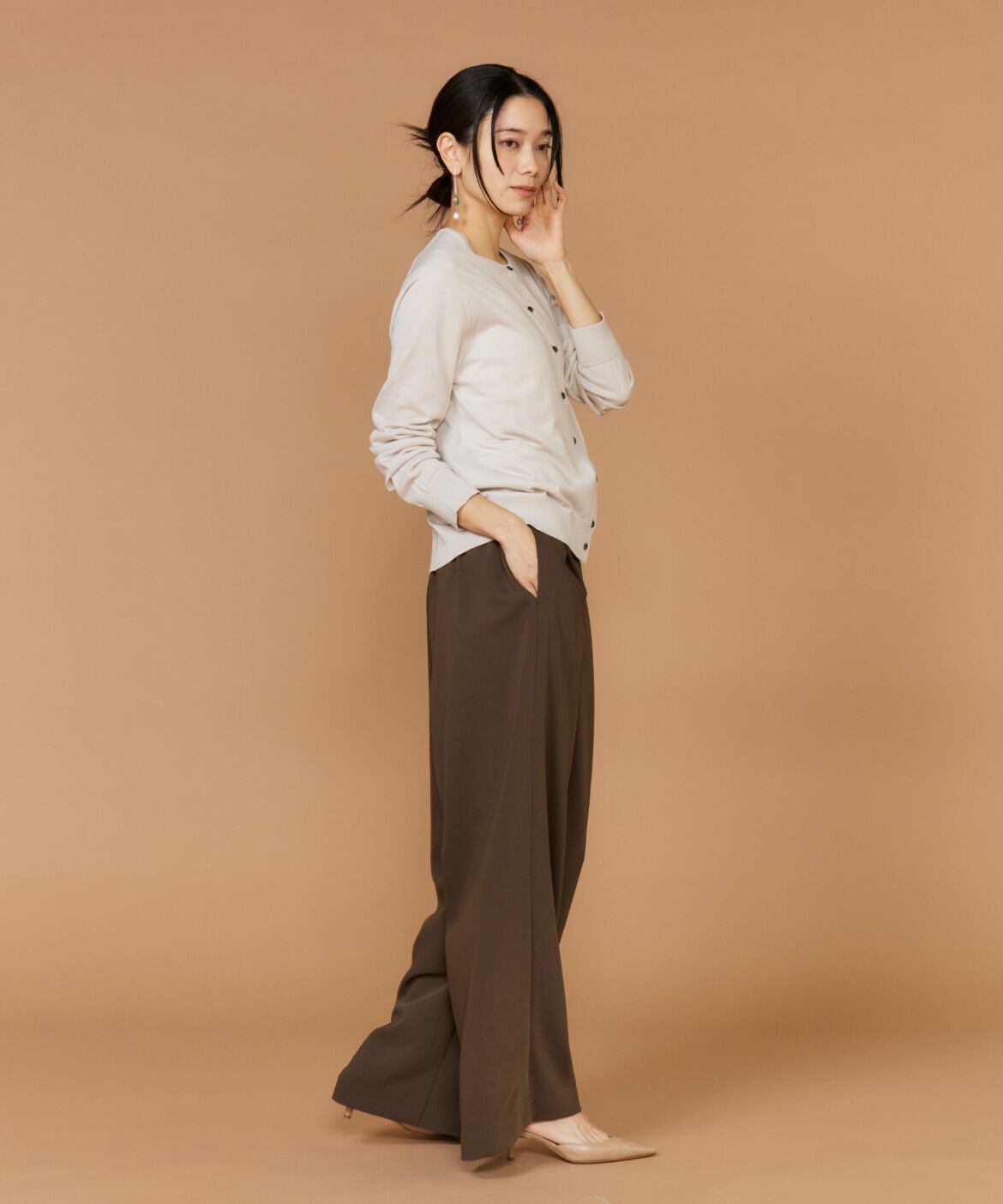 INED「FF30ゲージクルーネックカーディガン　　　」|カーディガン|