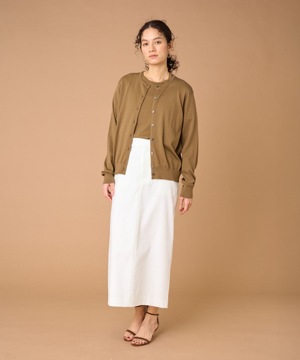 INED「FF30ゲージクルーネックカーディガン　　　」|カーディガン|