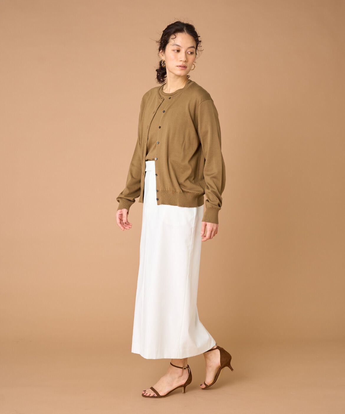 INED「FF30ゲージクルーネックカーディガン　　　」|カーディガン|