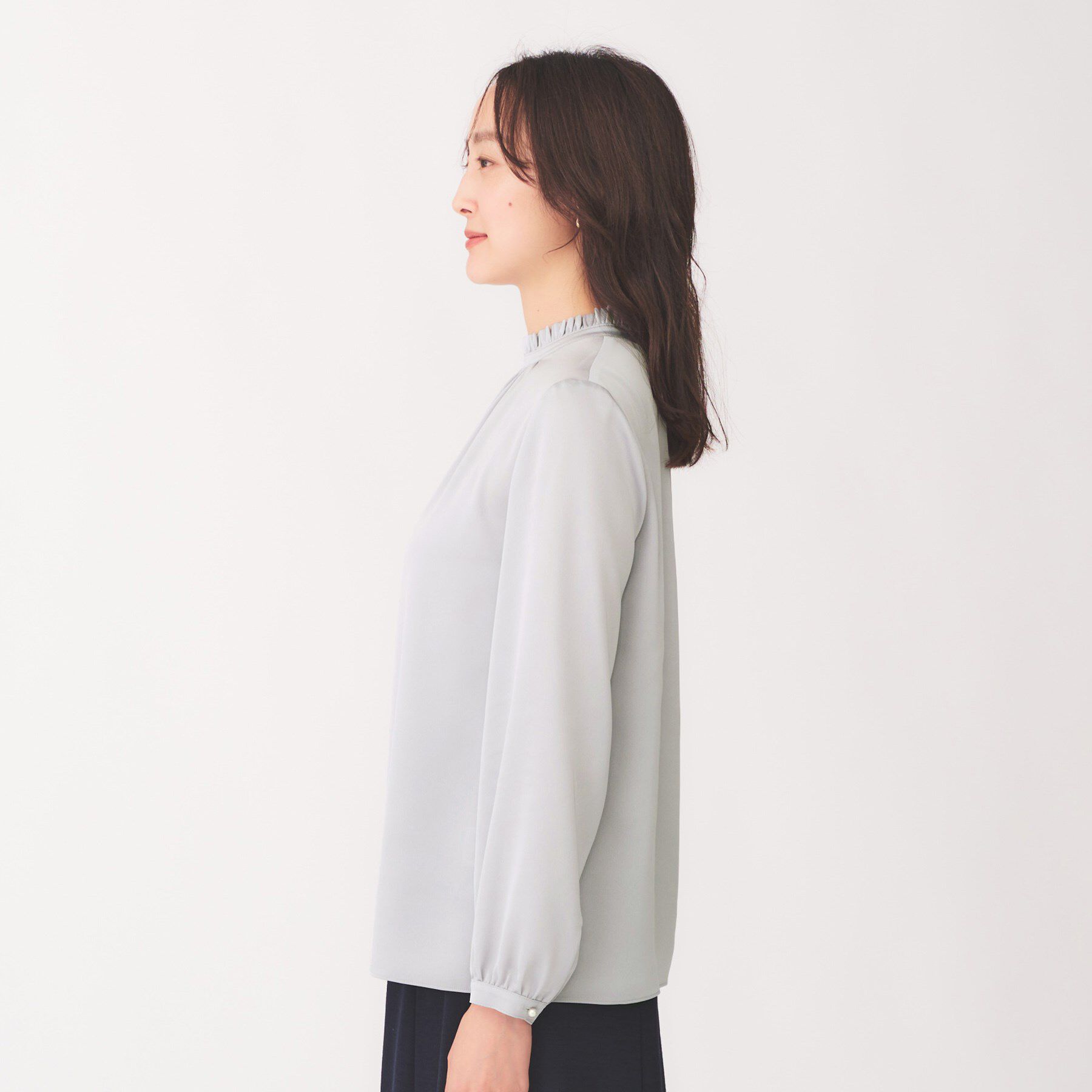 UNTITLED「【通勤】スタンドネック フリルブラウス」|シャツ・ブラウス|