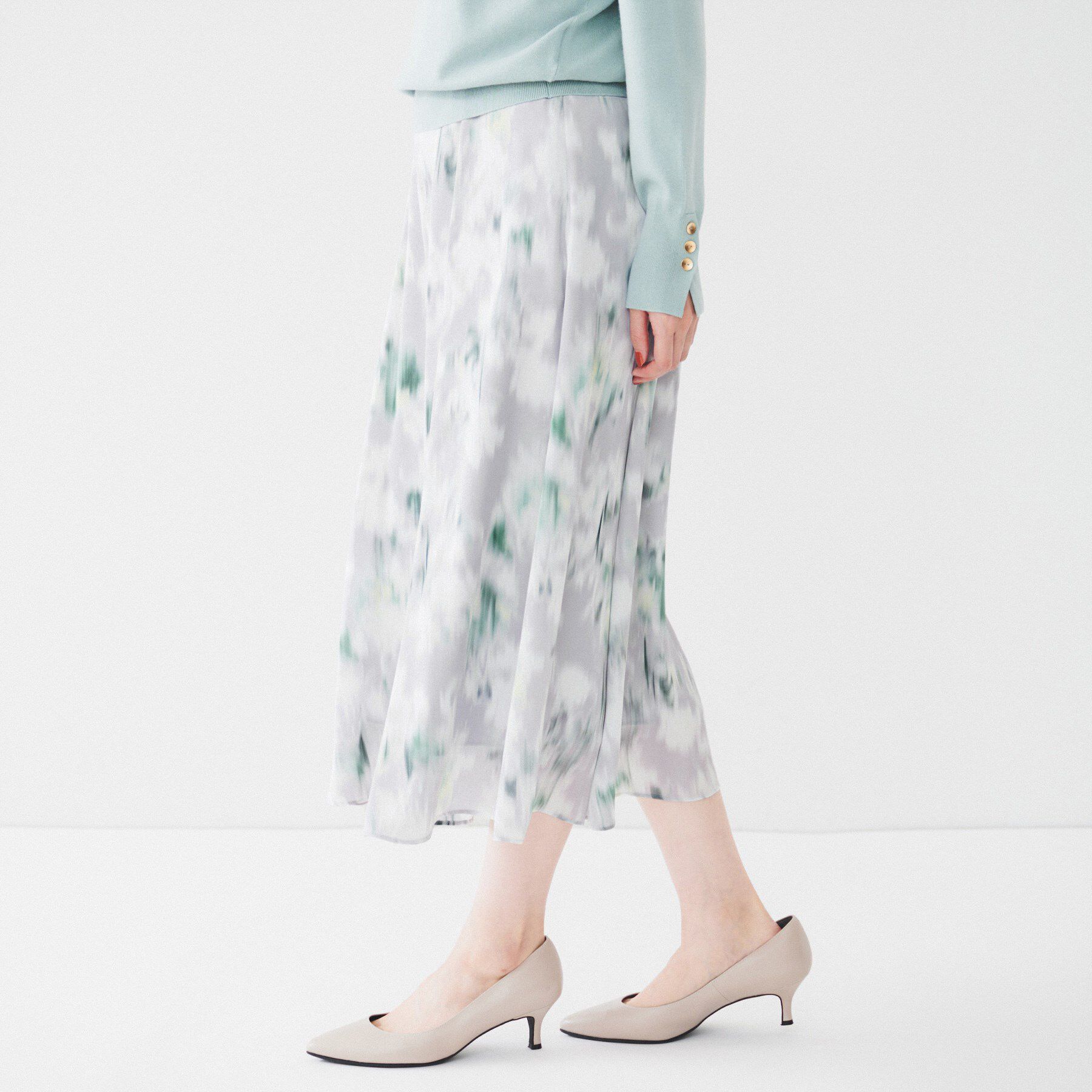 UNTITLED「【後ろウエストゴム/花柄】ぼかしフラワー プリントスカート」|スカート|