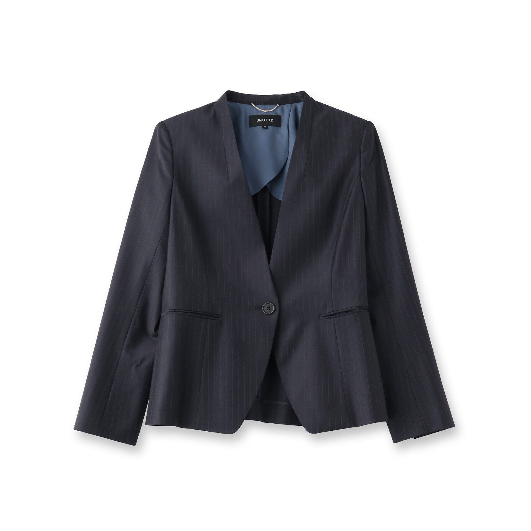 UNTITLED「【通勤スーツ】ウーステッド カラーレスジャケット」|ノーカラージャケット|