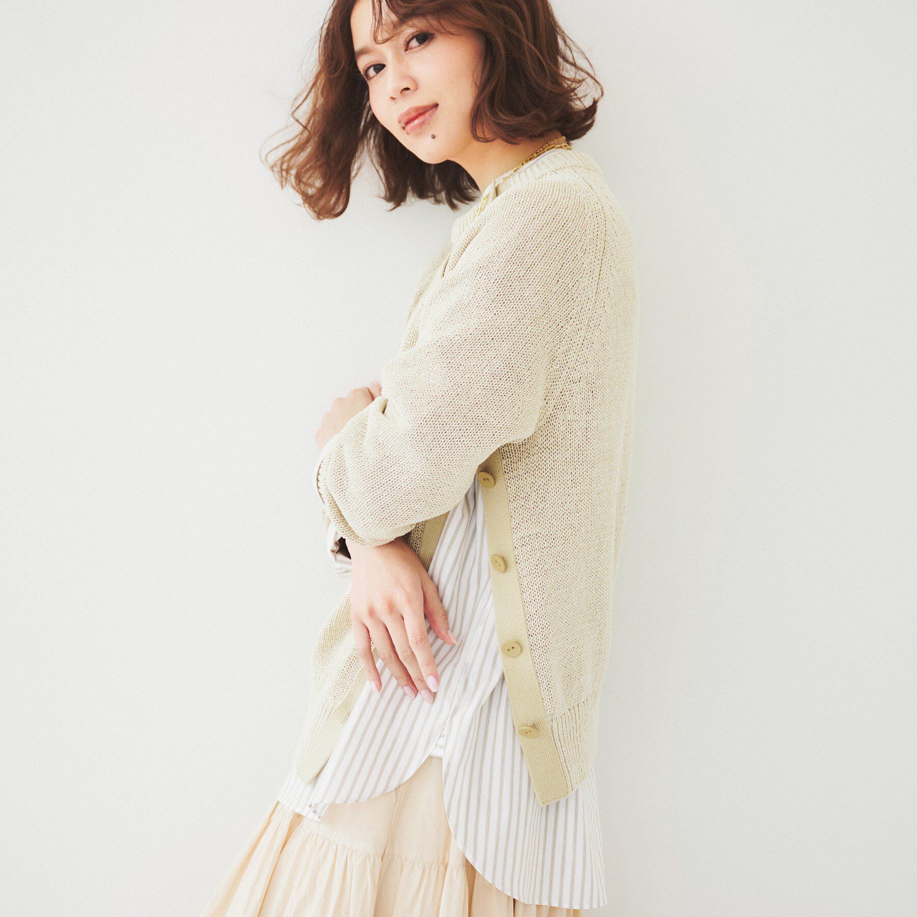 UNTITLED「【手洗い可/春夏素材】ミックスカラー プルオーバーニット」|ニット・セーター|