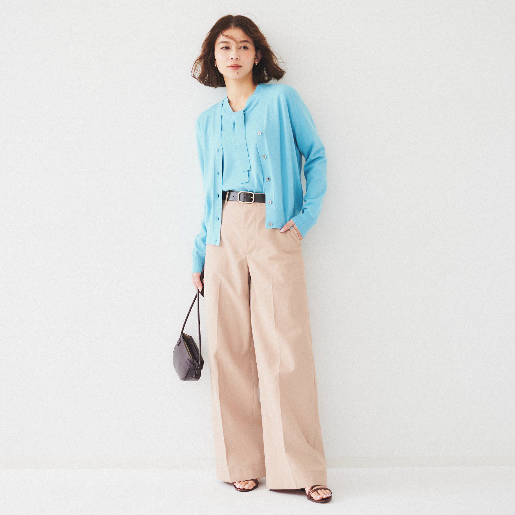 UNTITLED「【アンサンブル可能】ボウタイ 配色プルオーバーニット」|ニット・セーター|