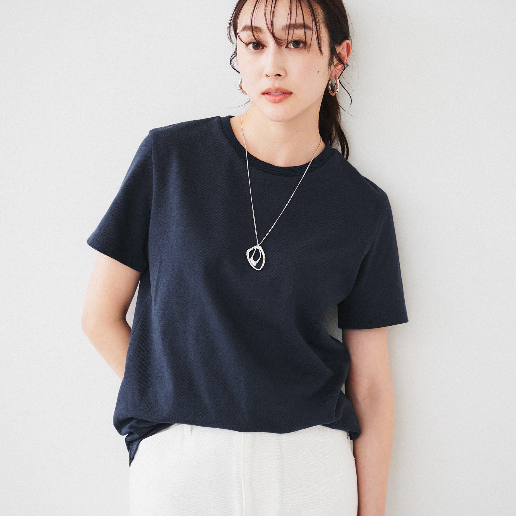 UNTITLED「ラフコットンTシャツ」|Tシャツ・カットソー|ネイビー(094)