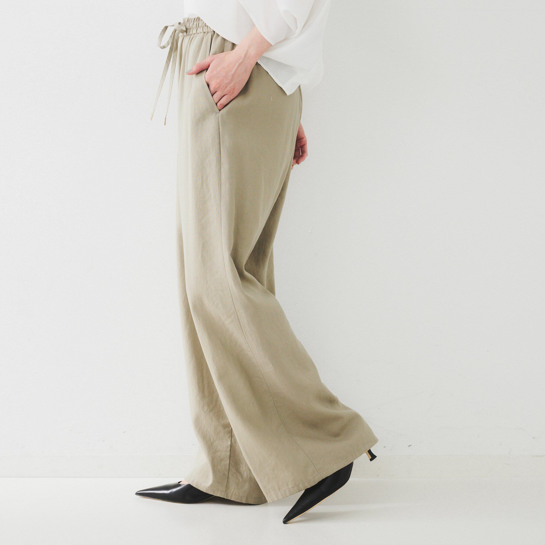 UNTITLED「【ウエストゴム/洗える/オンオフ】ドロストワイドパンツ」|その他|