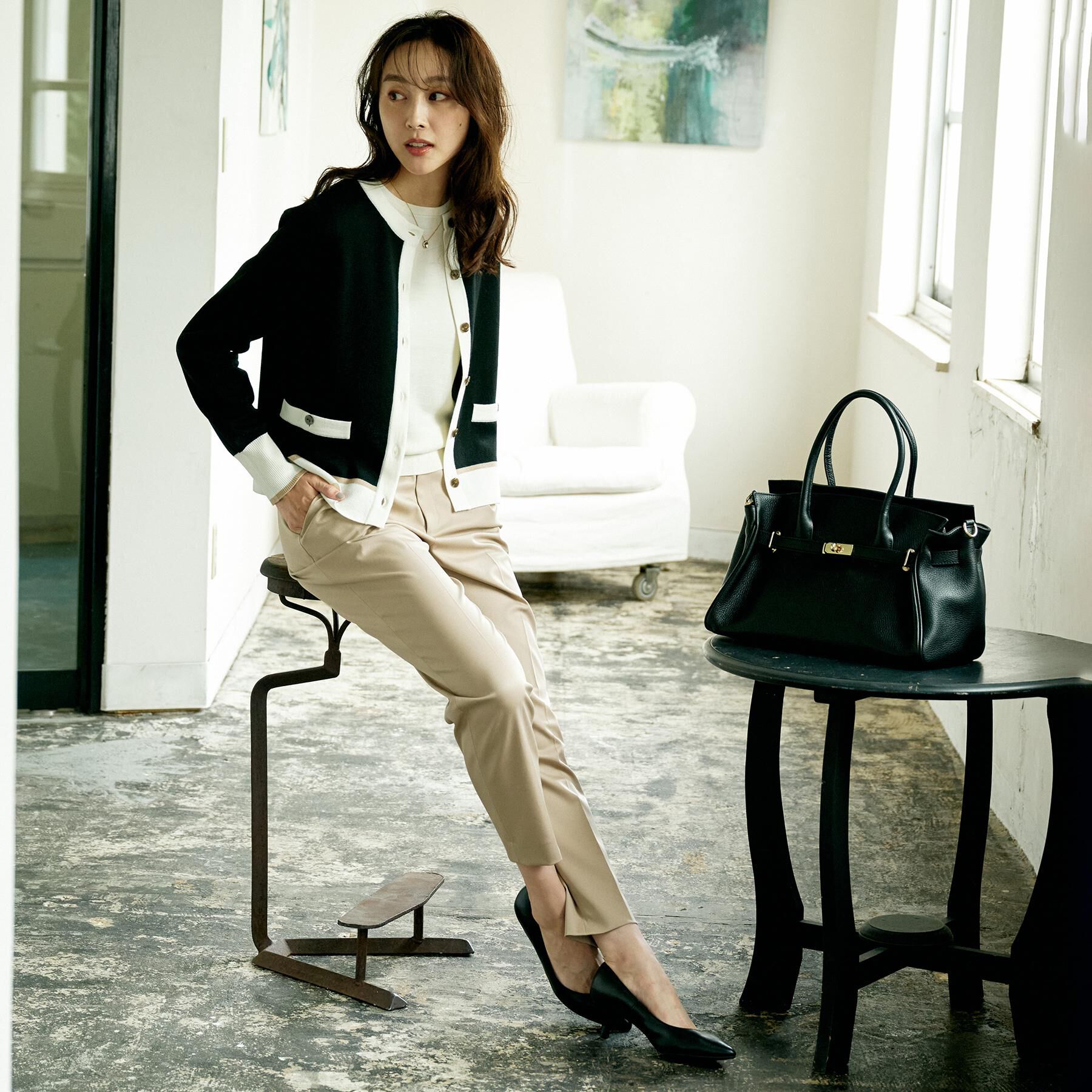 UNTITLED「【アンサンブル可/ジャケット風】ウールミラノリブカーディガン」|カーディガン|