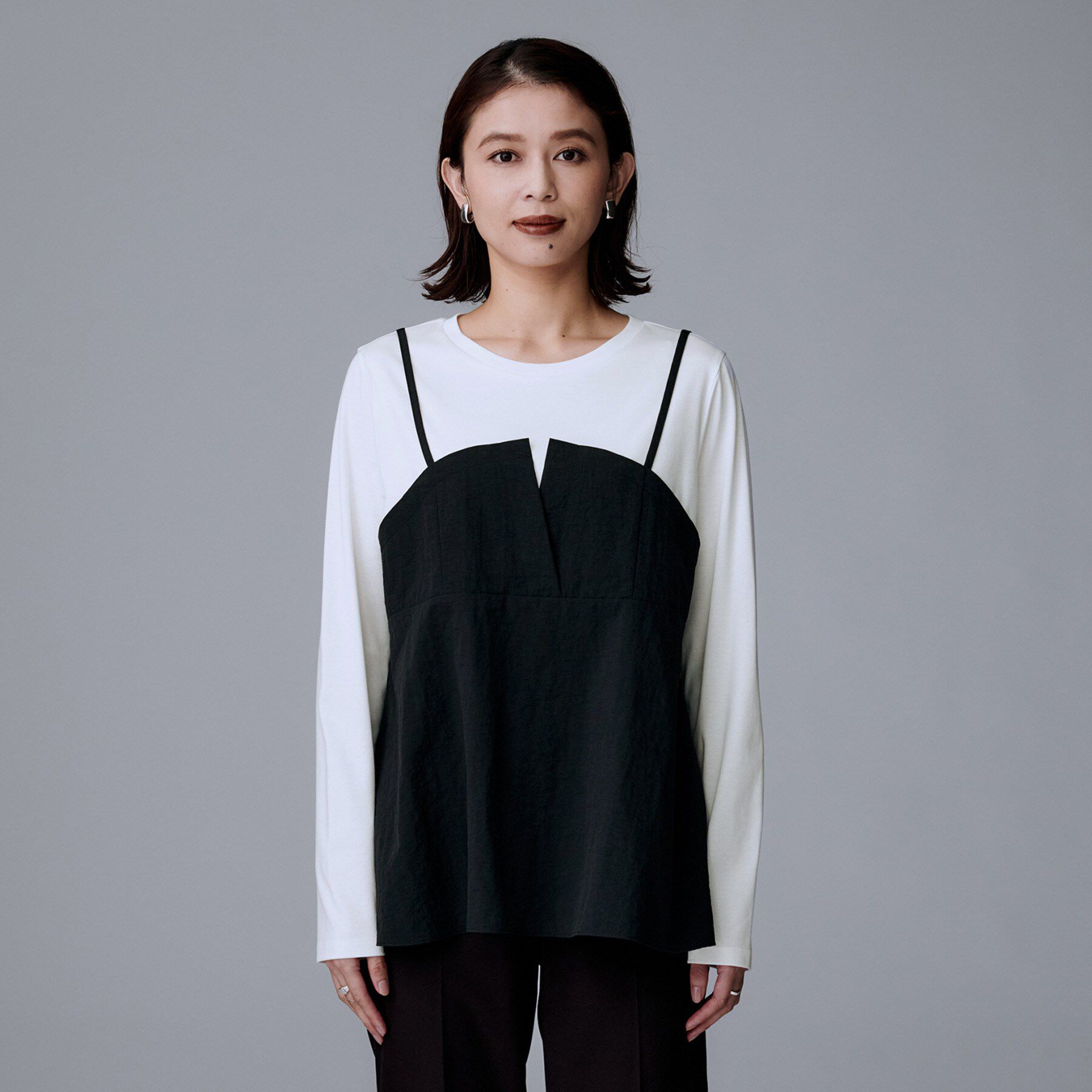 UNTITLED「【洗える/ゆったりシルエット】ビスチェドッキング　プルオーバー」|Tシャツ・カットソー|