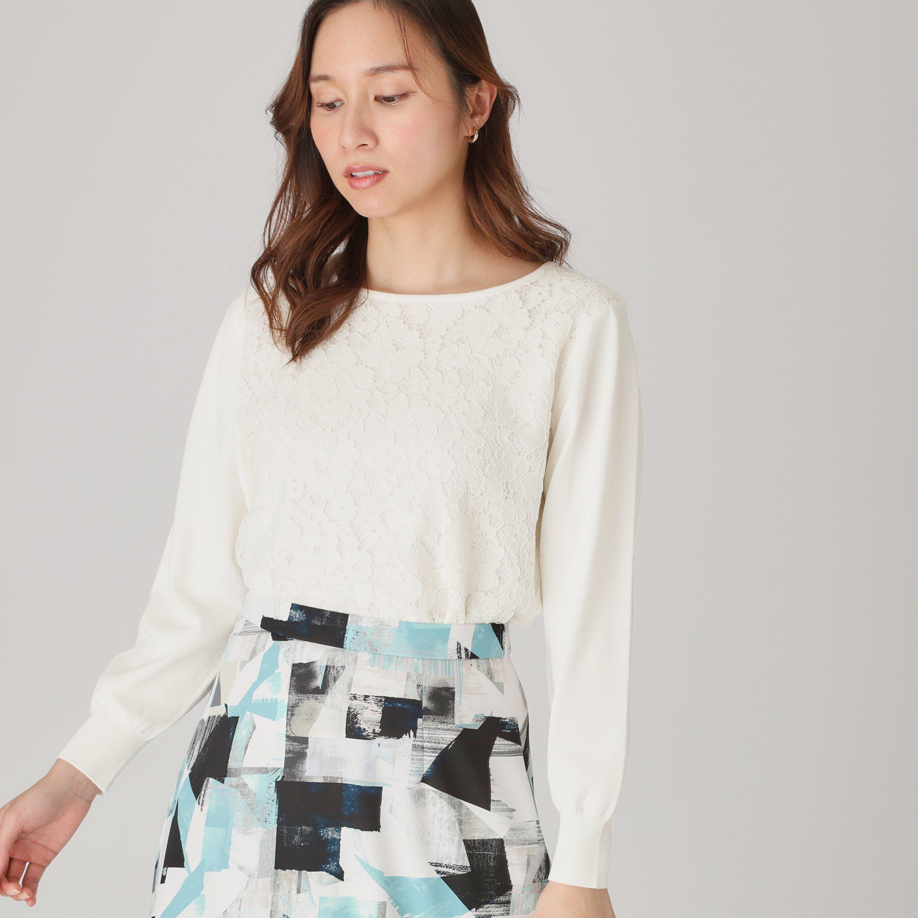 COUP DE CHANCE「【洗える】レース使いニットプルオーバー」|ニット・セーター|