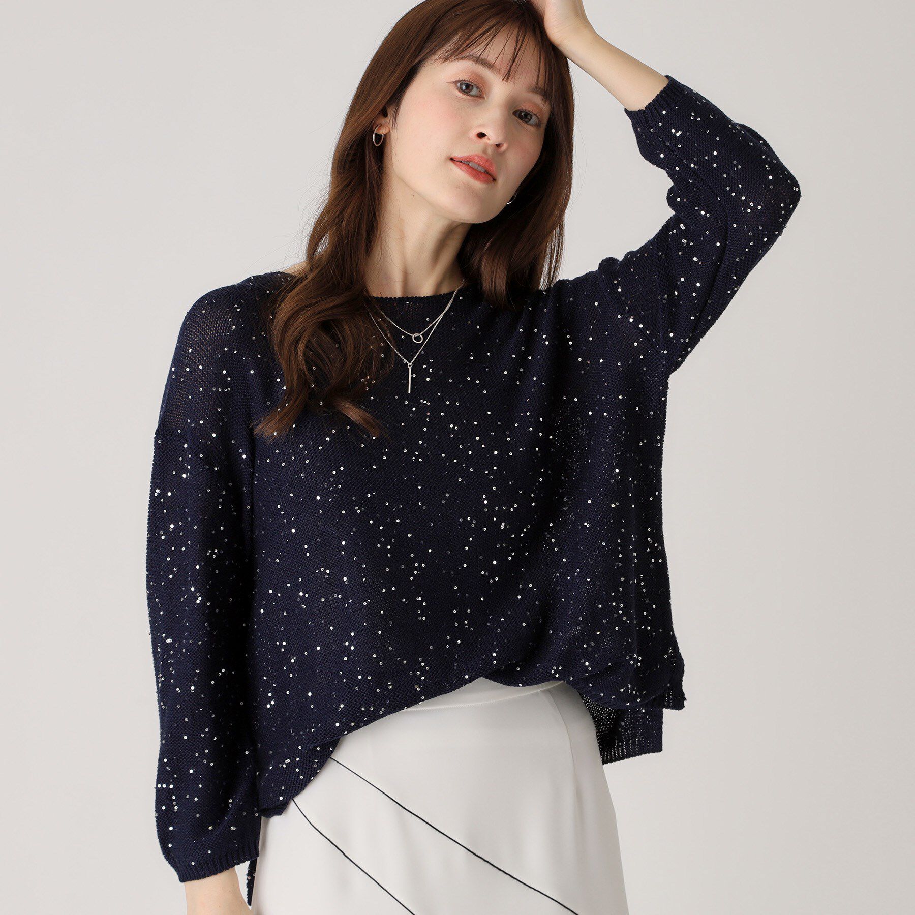 COUP DE CHANCE「【洗える】スパンコールニット」|ニット・セーター|