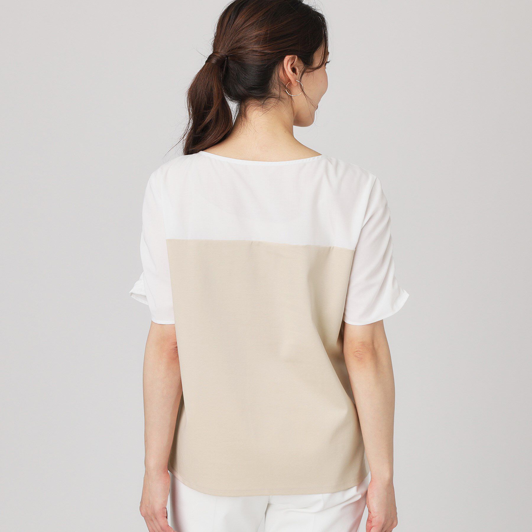 COUP DE CHANCE「【手洗い可／日本製】異素材組合せのジャージトップス」|Tシャツ・カットソー|