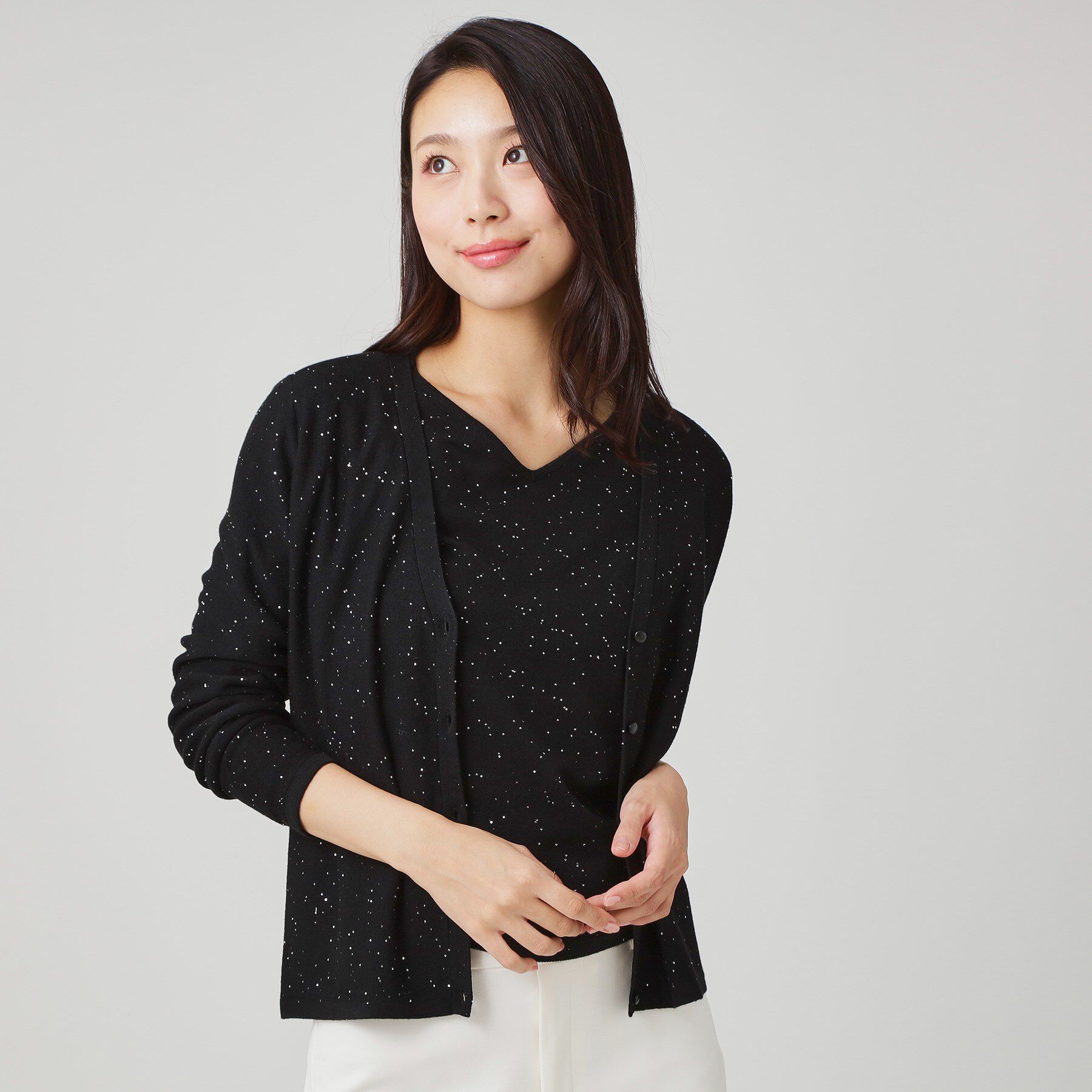 COUP DE CHANCE「【手洗い可】スパンコール入ニットカーディガン」|カーディガン|