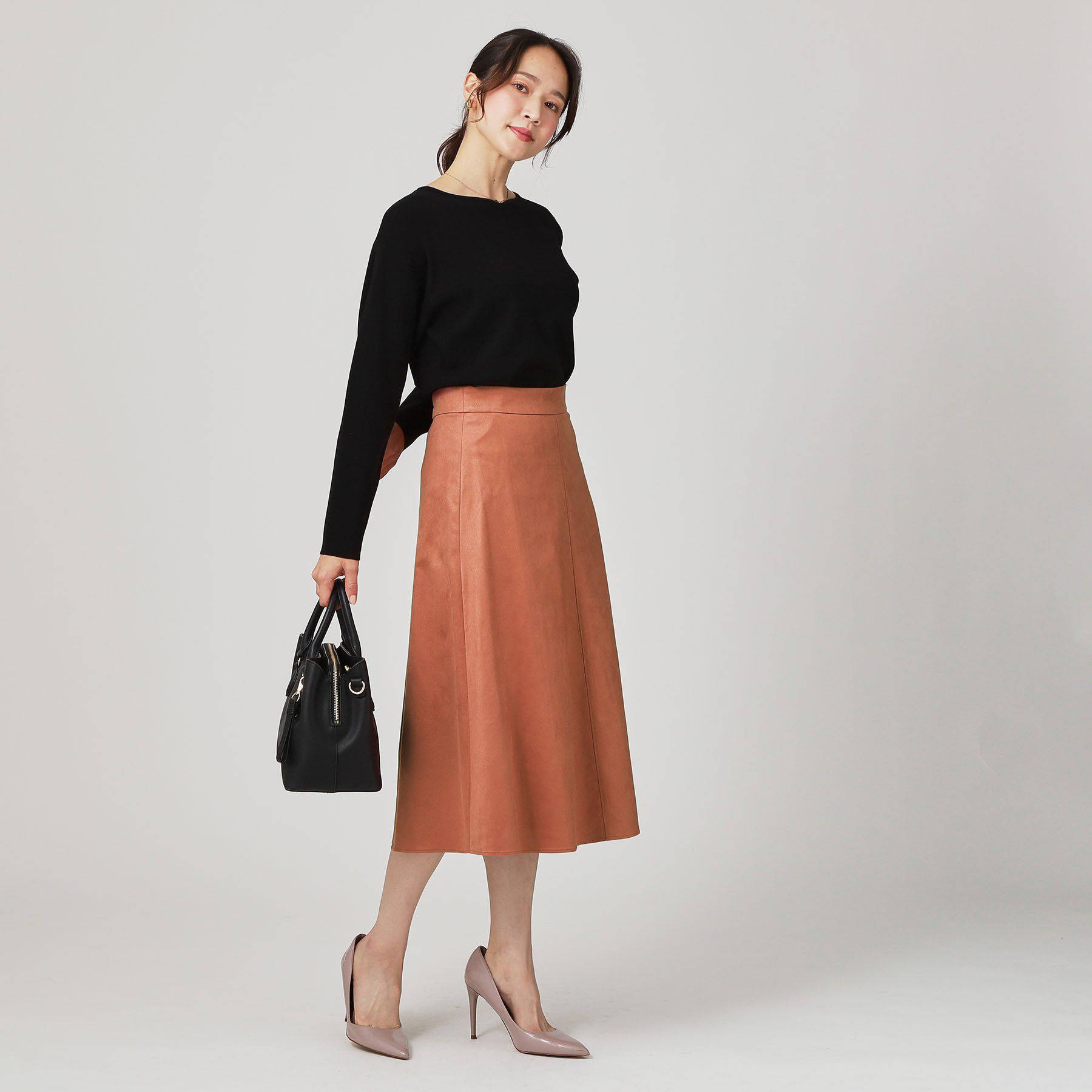 COUP DE CHANCE「【手洗い可／日本製／セットアップ可】スェード調素材フレアスカート」|スカート|