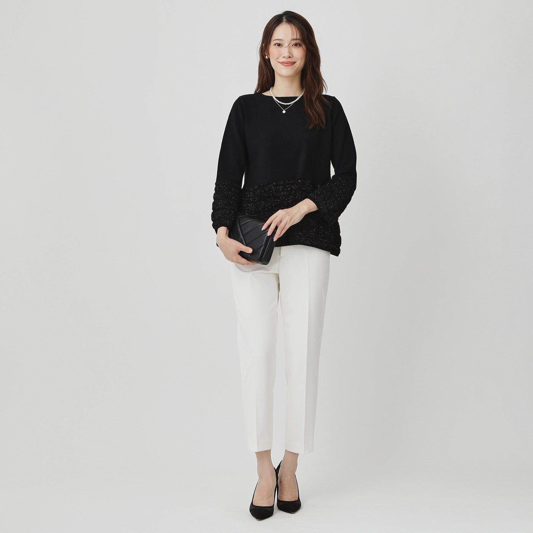 COUP DE CHANCE「【手洗い可】ラメフェザーデザイン ニットトップス」|ニット・セーター|