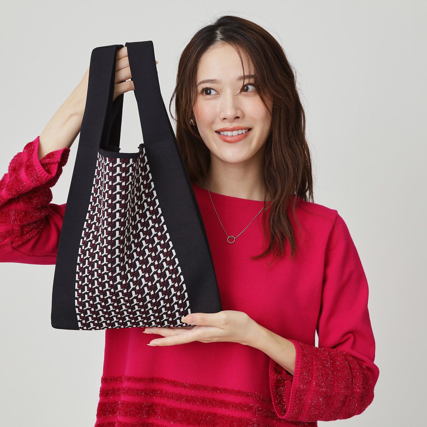 COUP DE CHANCE「幾何柄ジャカードのニットバッグ」|ハンドバッグ|