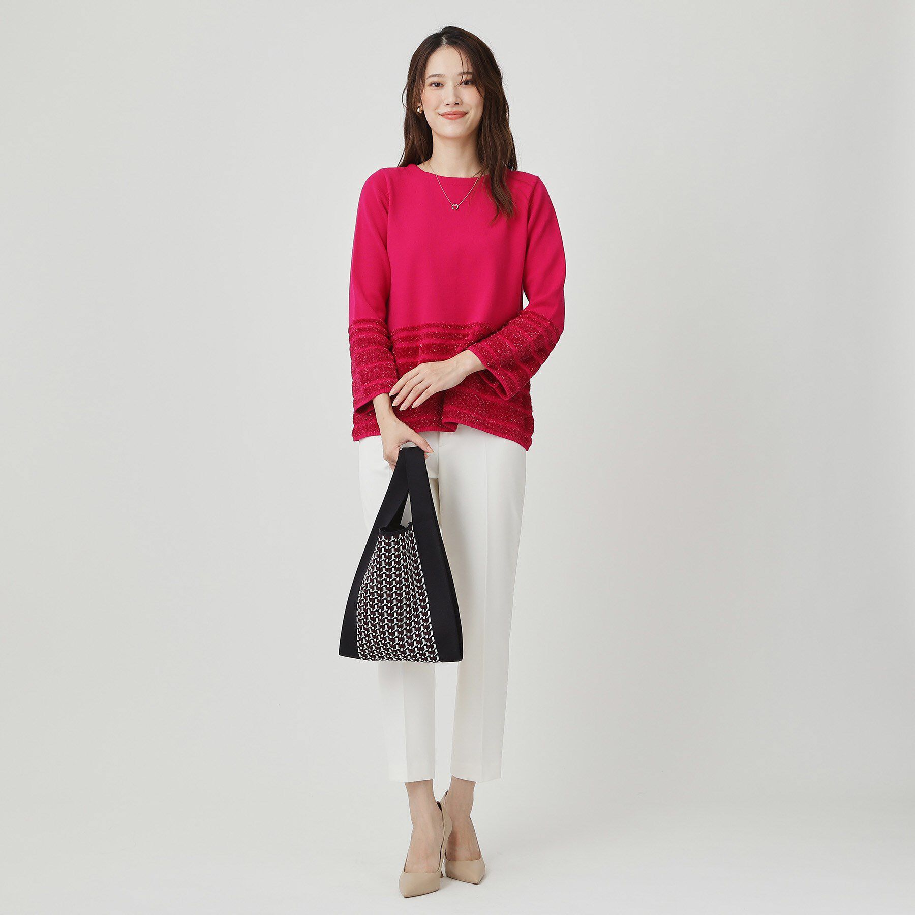 COUP DE CHANCE「幾何柄ジャカードのニットバッグ」|ハンドバッグ|