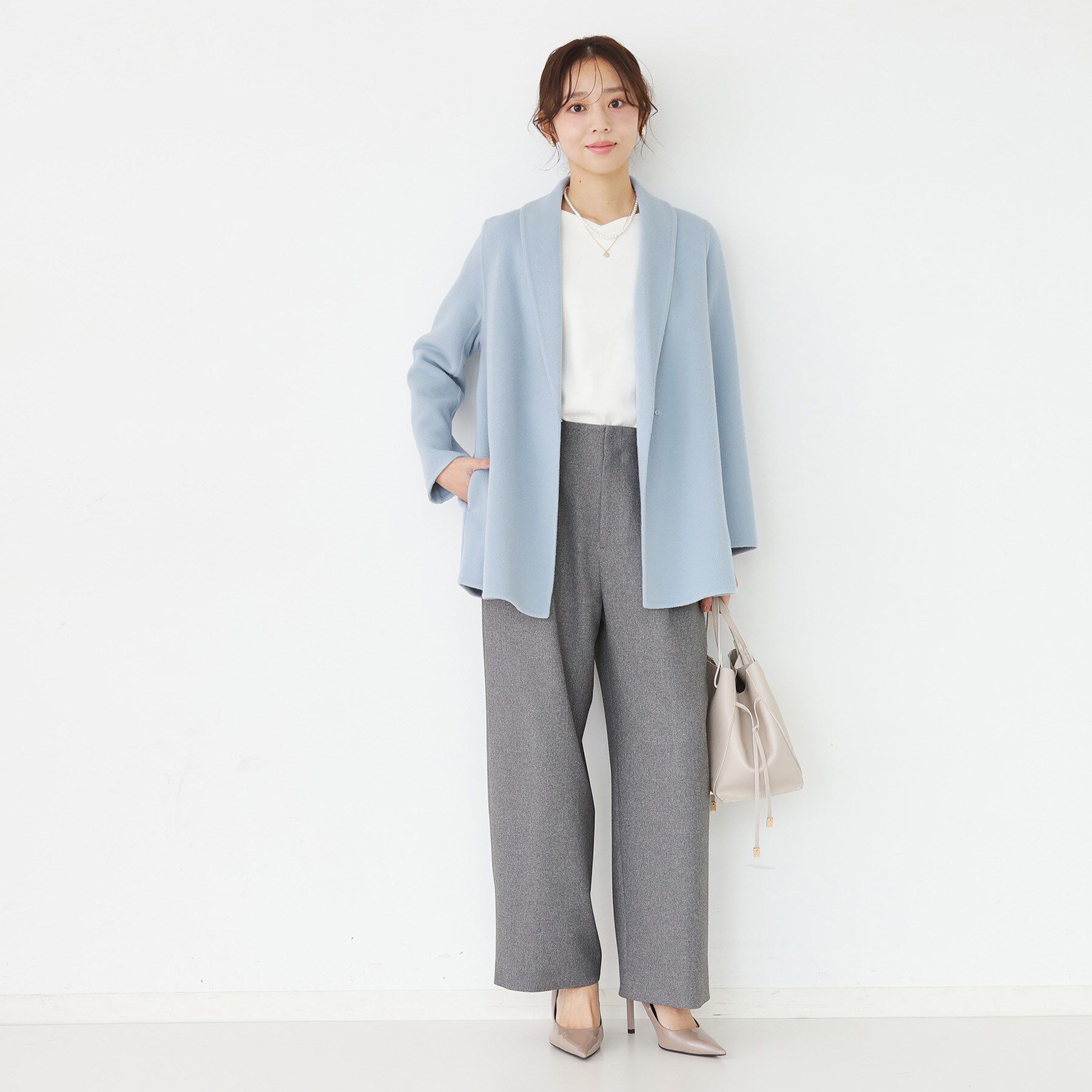 COUP DE CHANCE「【リバー仕立て／裏地無し】軽く羽織れるウールリバーコート」|ステンカラーコート|