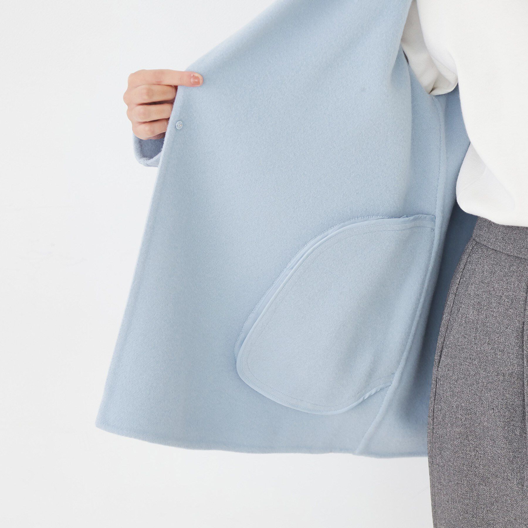 COUP DE CHANCE「【リバー仕立て／裏地無し】軽く羽織れるウールリバーコート」|ステンカラーコート|