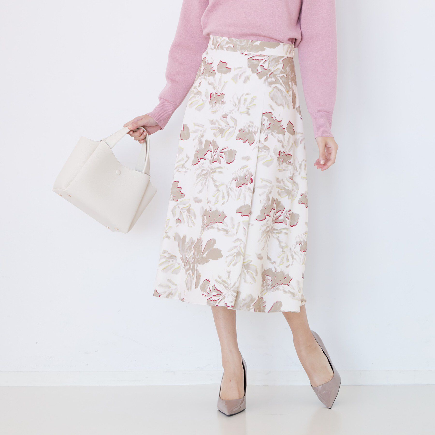 COUP DE CHANCE「【手洗い可／日本製／ウエスト後ろゴム】フラワー柄フレアスカート」|スカート|