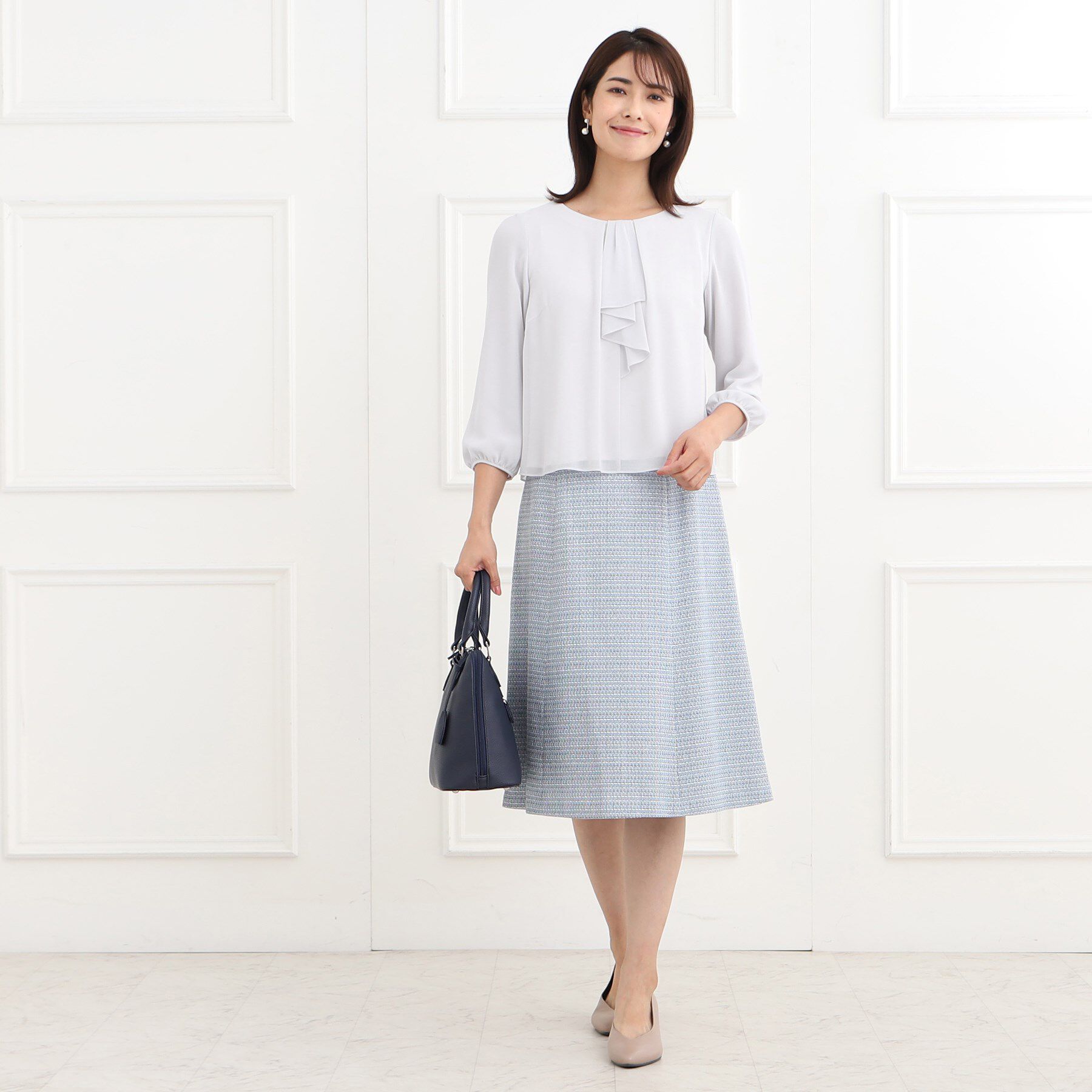 Reflect「【夏SALE／フォーマル/マシンウォッシュ可】フロントラッフルディティールブラウス」|シャツ・ブラウス|