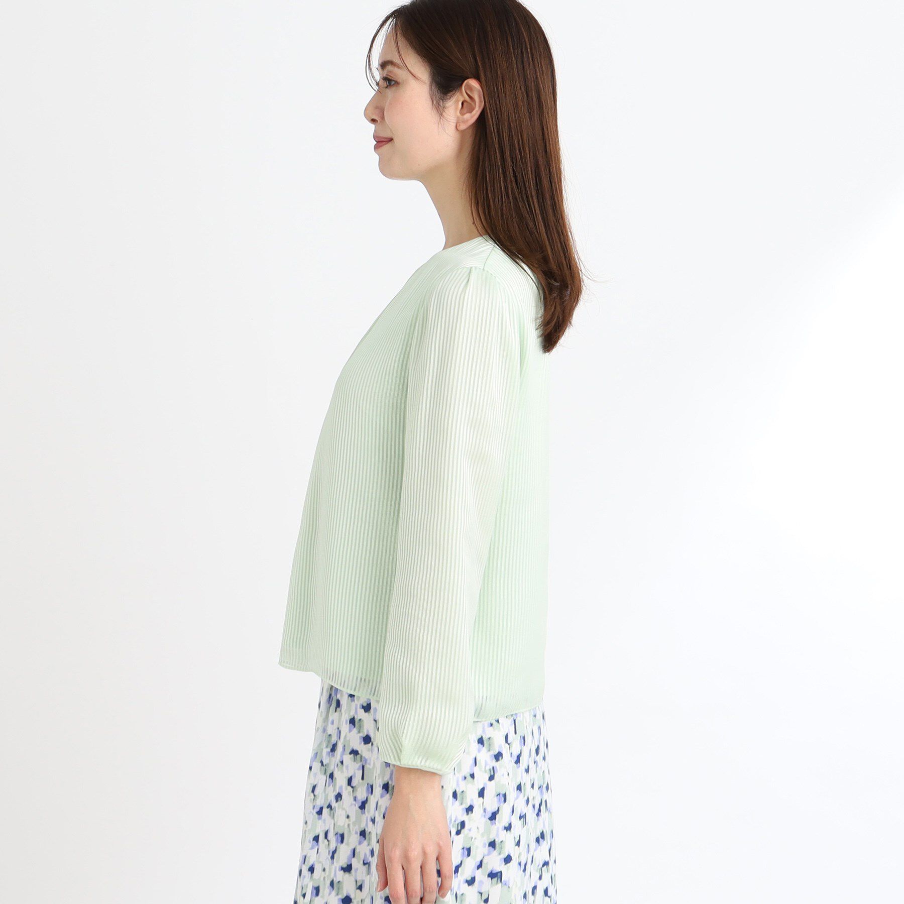 Reflect「【手洗い可】シアーシャドーストライプブラウス」|シャツ・ブラウス|