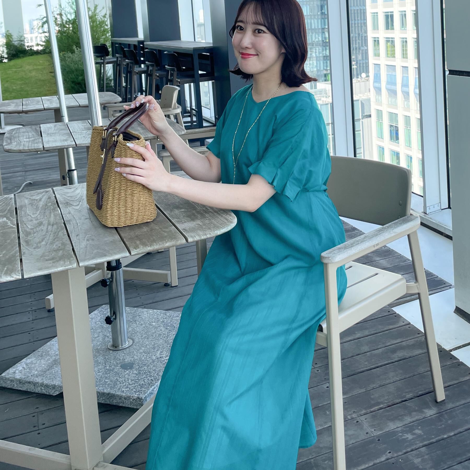 Reflect「【夏SALE／一枚で決まる◎／手洗い可】シアーストライプソフトAラインワンピース」|ワンピース|