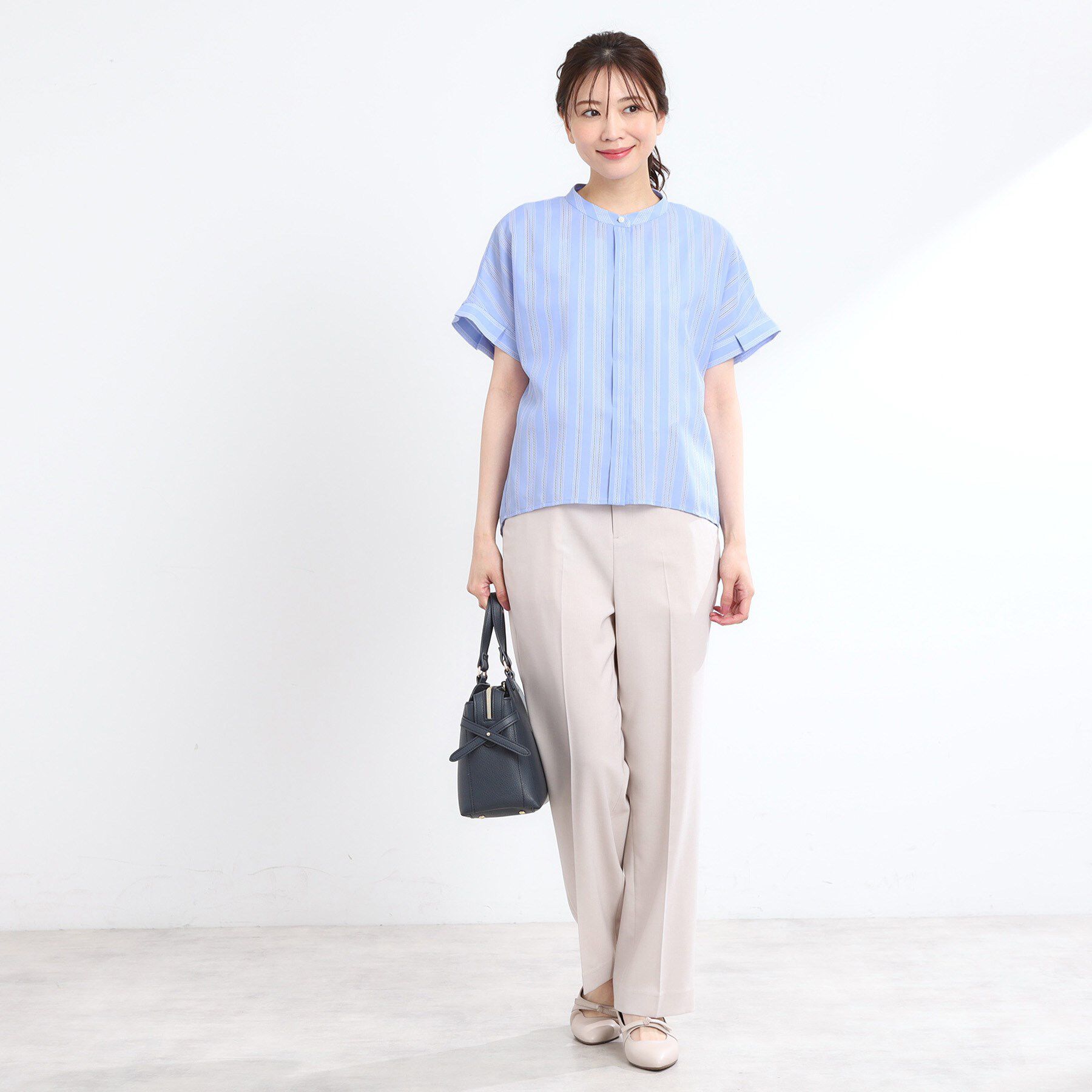 Reflect「【洗える】ドビーストライプブラウス」|シャツ・ブラウス|