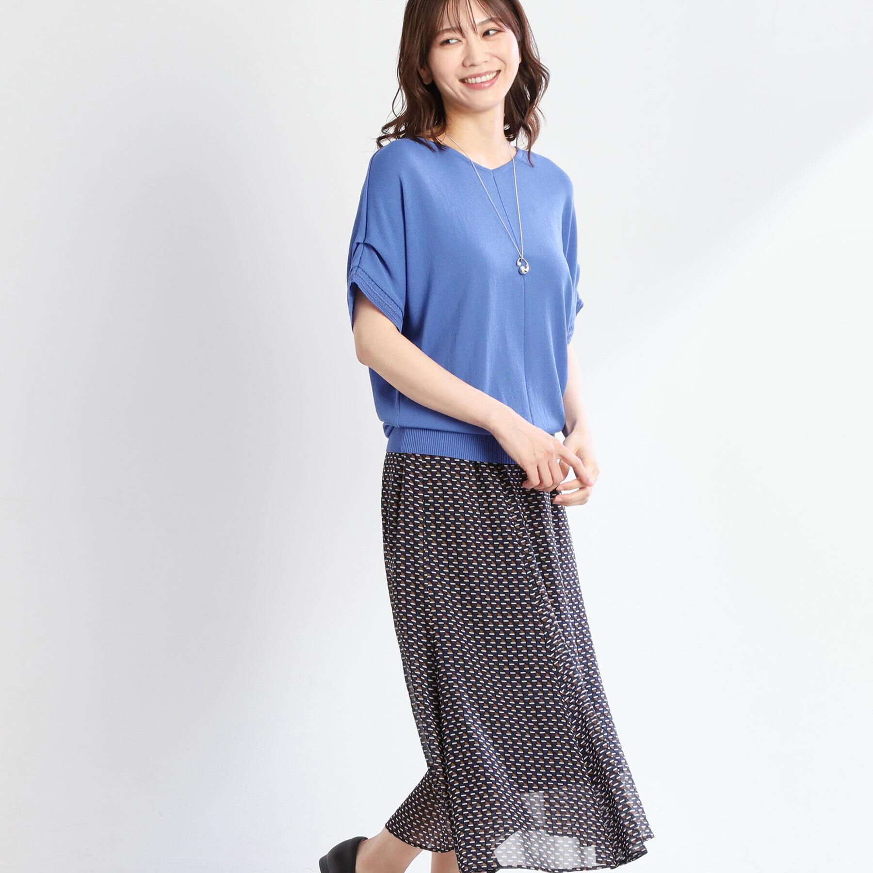 Reflect「【WEB先行カラーあり／マシンウォッシュ可／ウエスト総ゴム】コツキ幾何柄ロングスカート」|スカート|