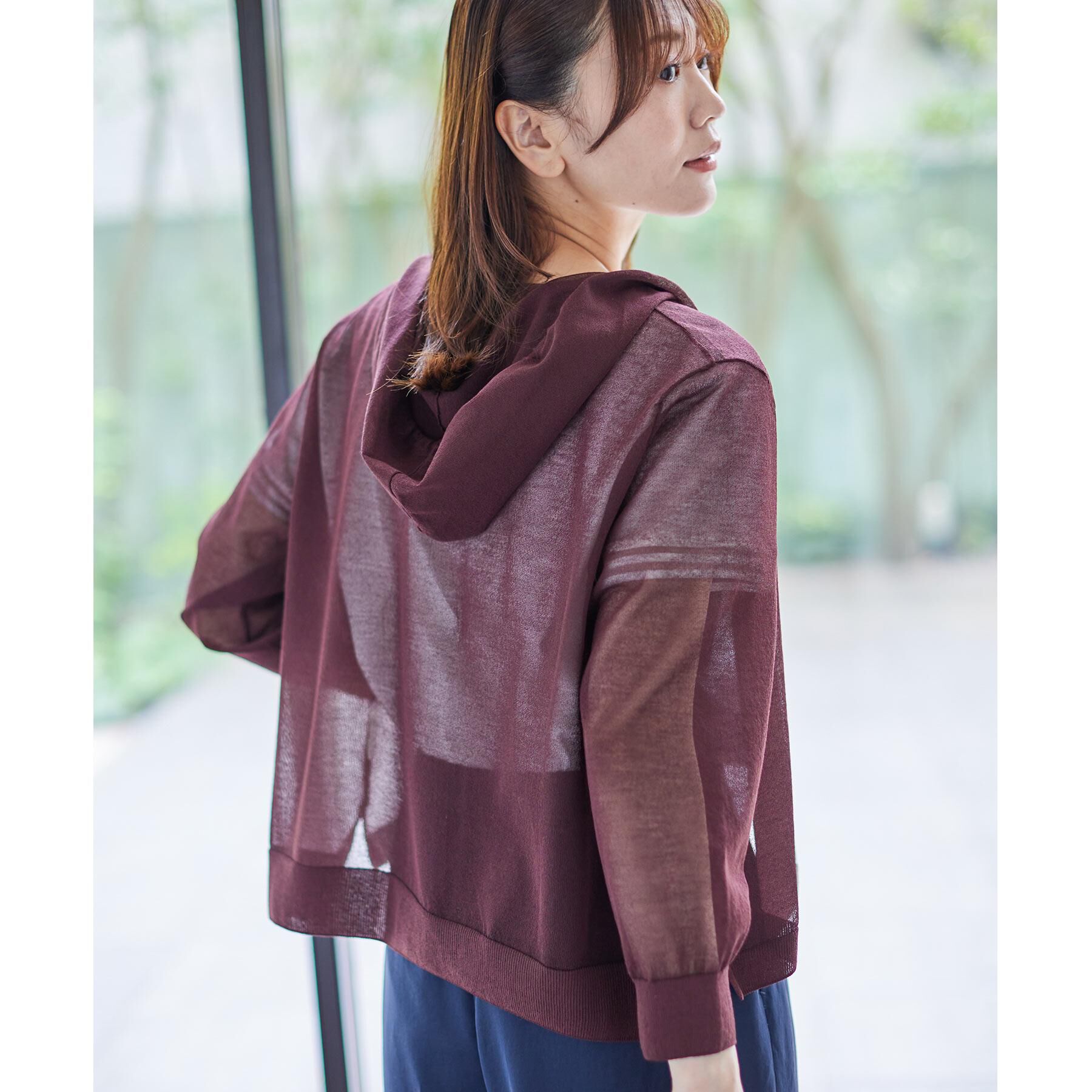 Reflect「【寒暖差対策に◎／手洗い可／旅行や通勤に】フード付きシアーカーディガン」|カーディガン|