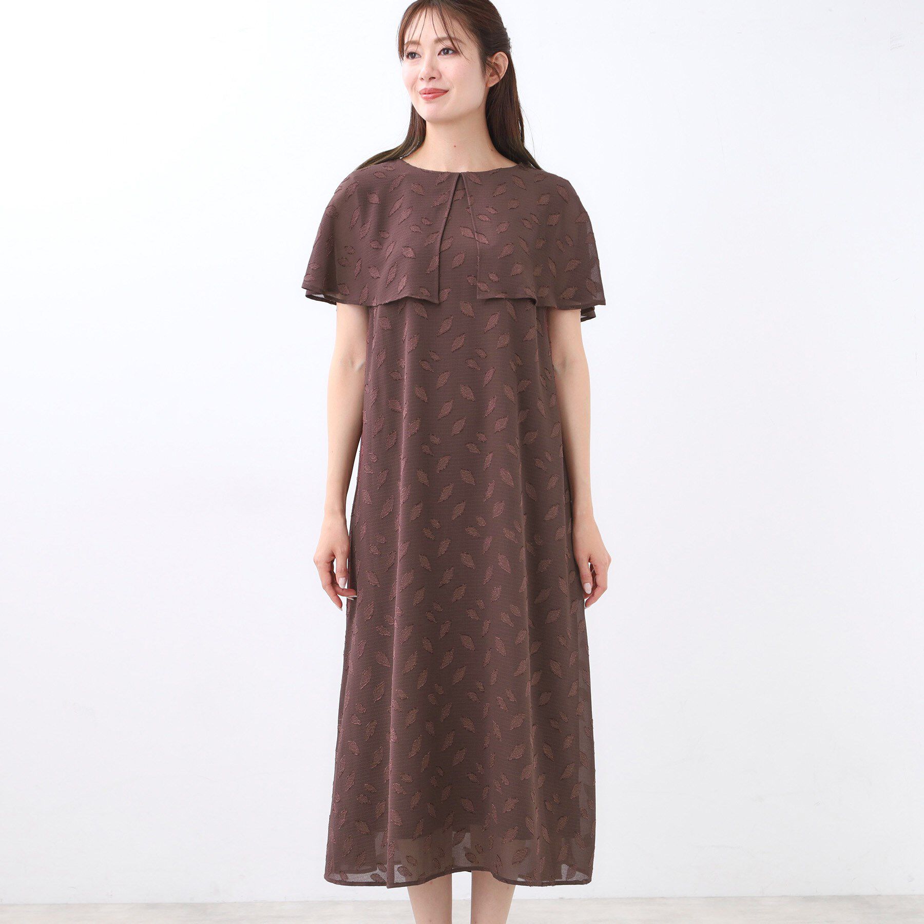 Reflect「【撥水／二の腕カバー／付属リボン付き】ケープデザインノースリーブワンピース」|ワンピース|