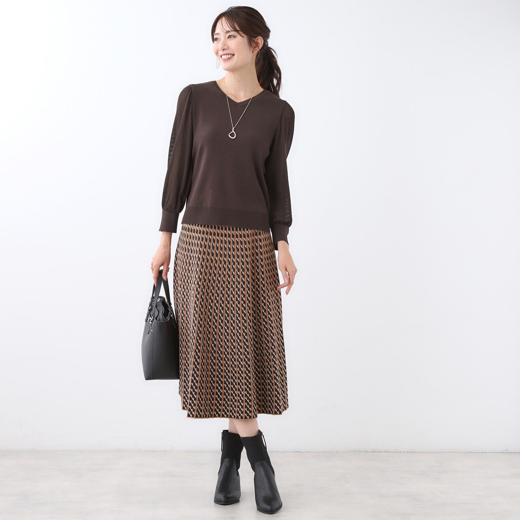 Reflect「【秋映え◎】Vネック&times;メッシュスリーブニット」|ニット・セーター|