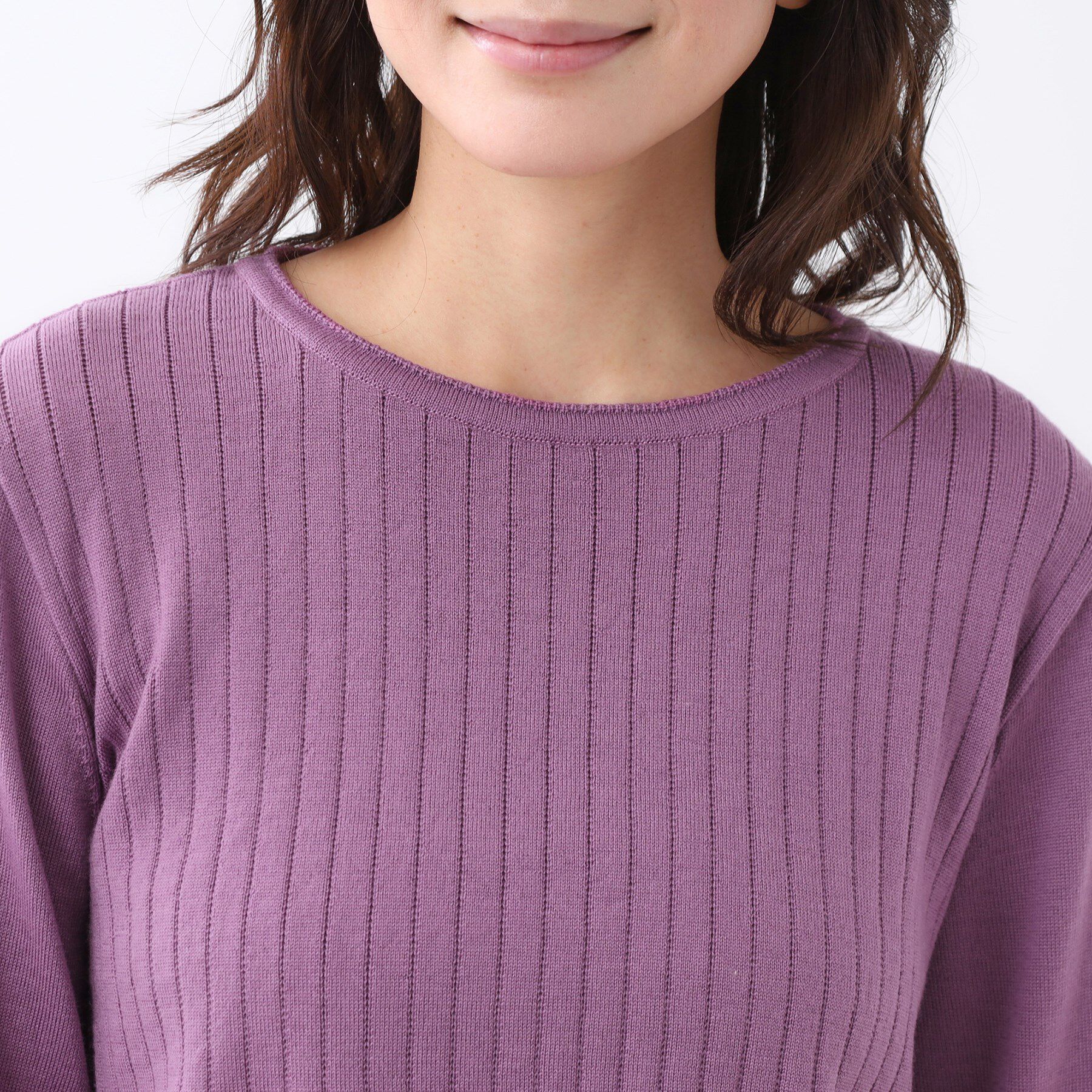 Reflect「【WEB先行カラーあり／インナーにおすすめ◎／アンサンブル可】すっきり見え縦編み柄ニット」|ニット・セーター|