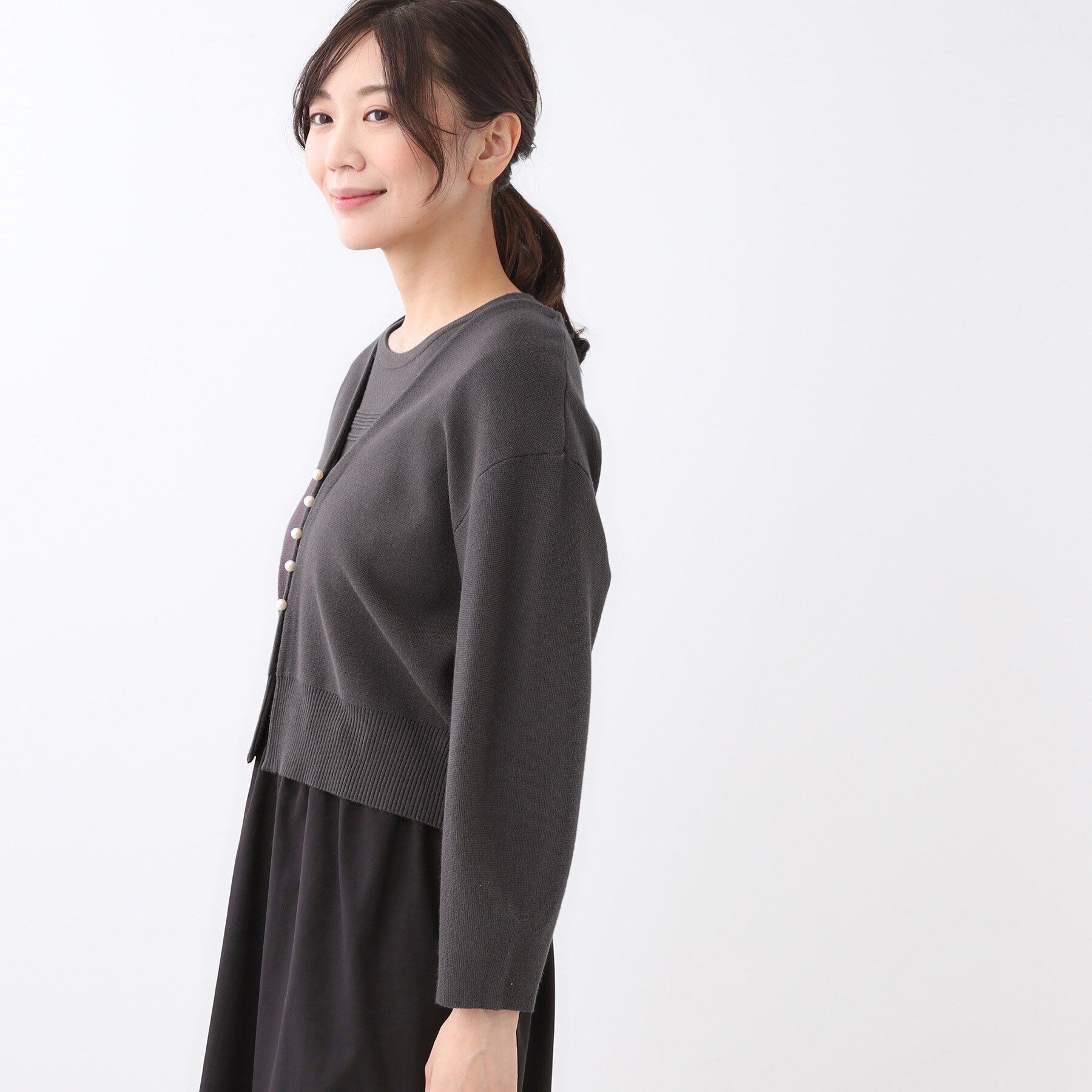 Reflect「【軽い羽織に◎／セットアップ可】パール調ボタン付きカーディガン」|カーディガン|