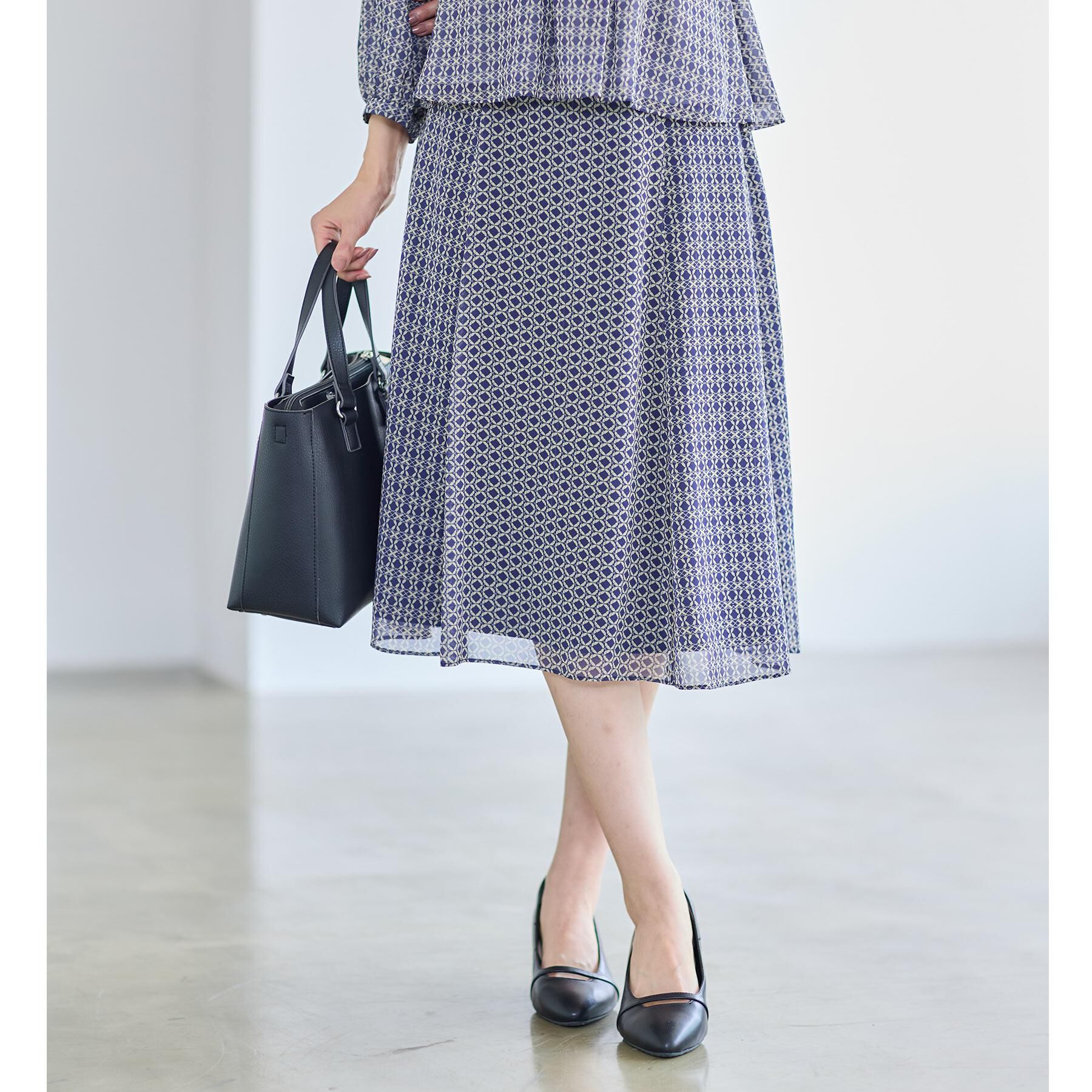 Reflect「【きちんと見え／セットアップ可／通勤におすすめ◎】フレアプリントスカート」|スカート|